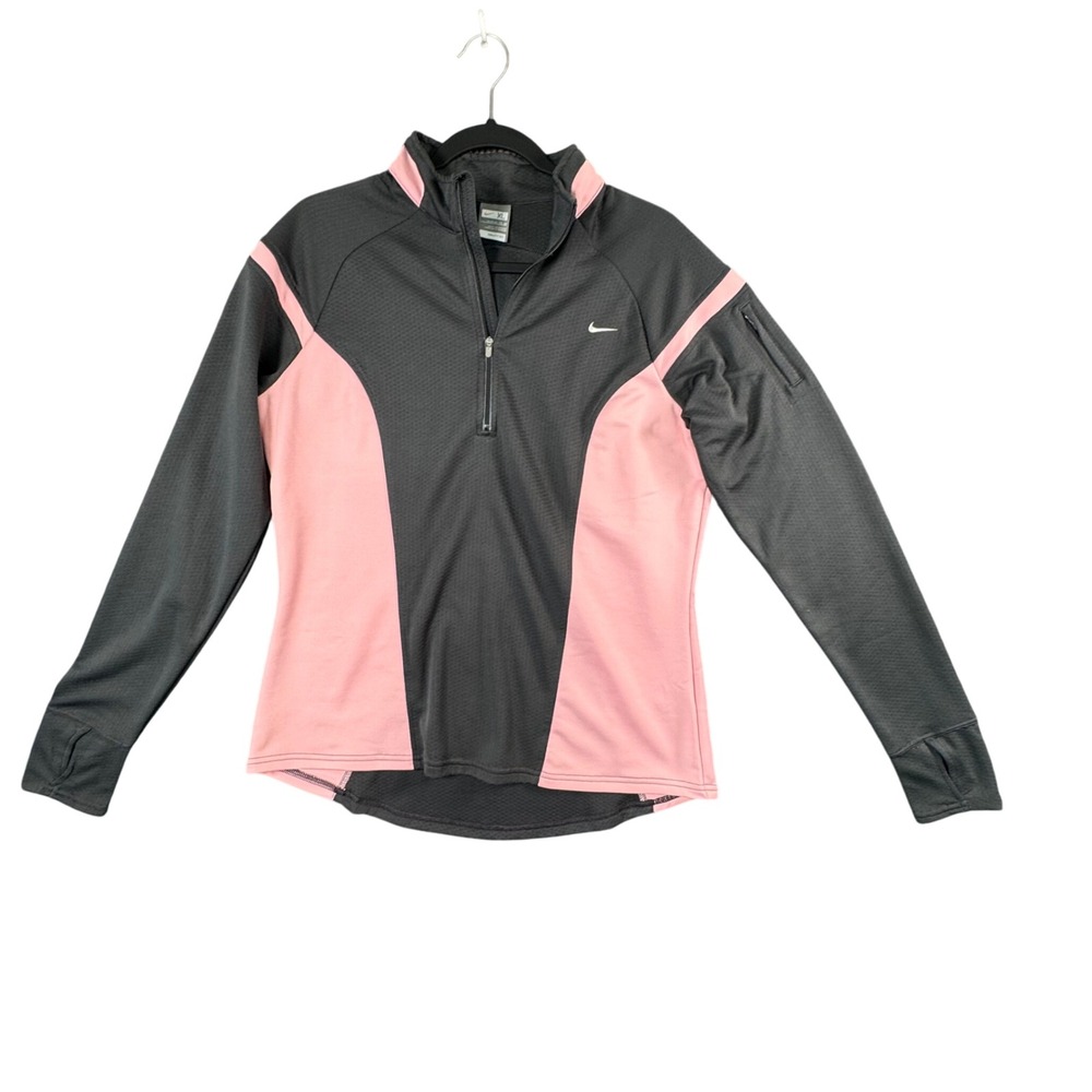 Nike Fit Dry Quarter Zip Athletic Pullover Training Jacket Gray Pink‎ XL